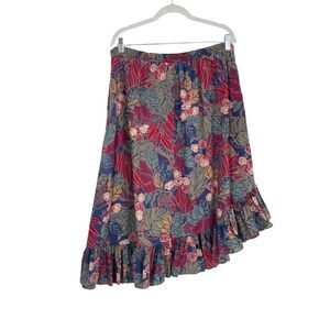 Surrey Women's Vintage‎ Floral Print Asymmetrical Ruffled Hem Skirt Size Medium